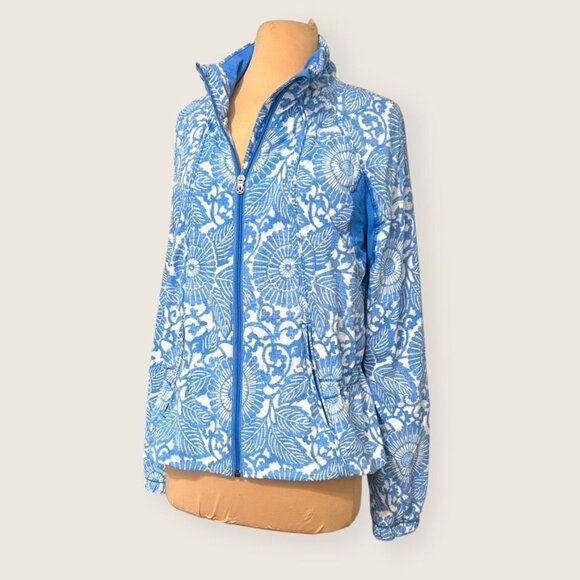 Lululemon Run: Travel To Track Jacket 10 Peplum Beach Floral White Windbreaker - Picture 3 of 9